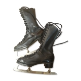 Old woman ice-skating pair beautiful time