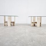 Pair of vintage travertine side tables by Willy Ballez, 1970s