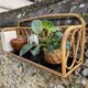 Pair of vintage light rattan wall shelves 1960