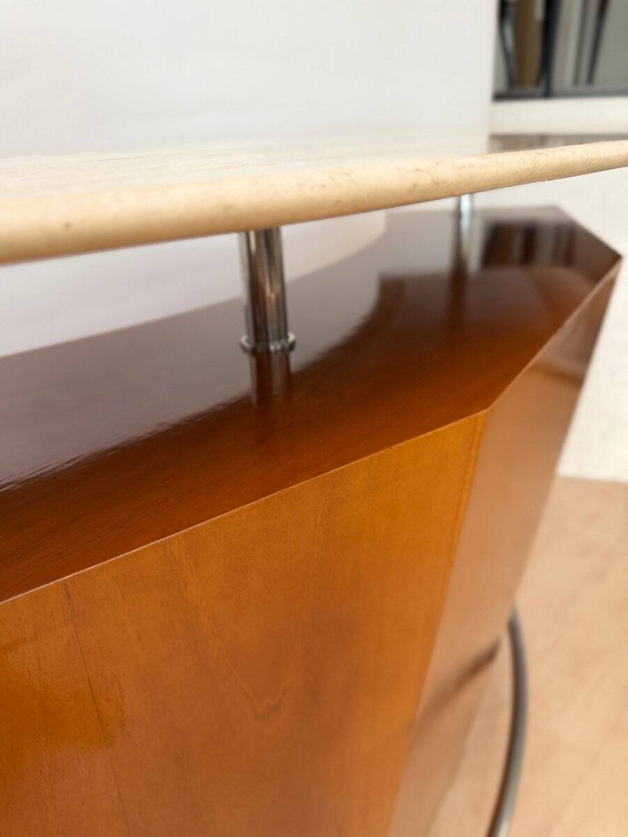 Mid-century bar in teak wood, metal and travertine, Italy, 1970