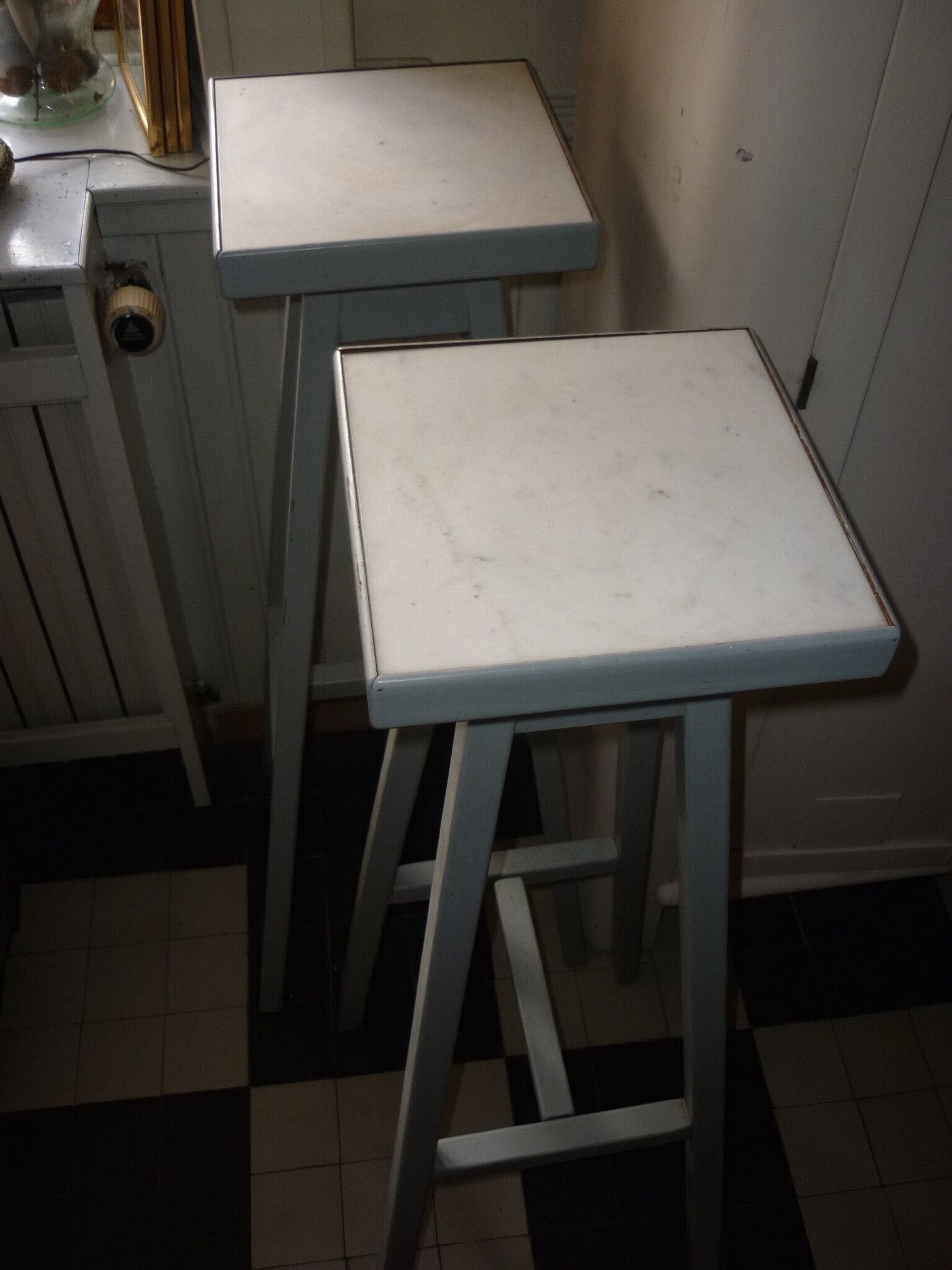 Pair of grey wooden side tables