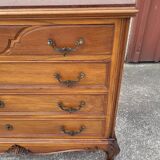 4 drawer chest of drawers in walnut with red marble top from the 19th century