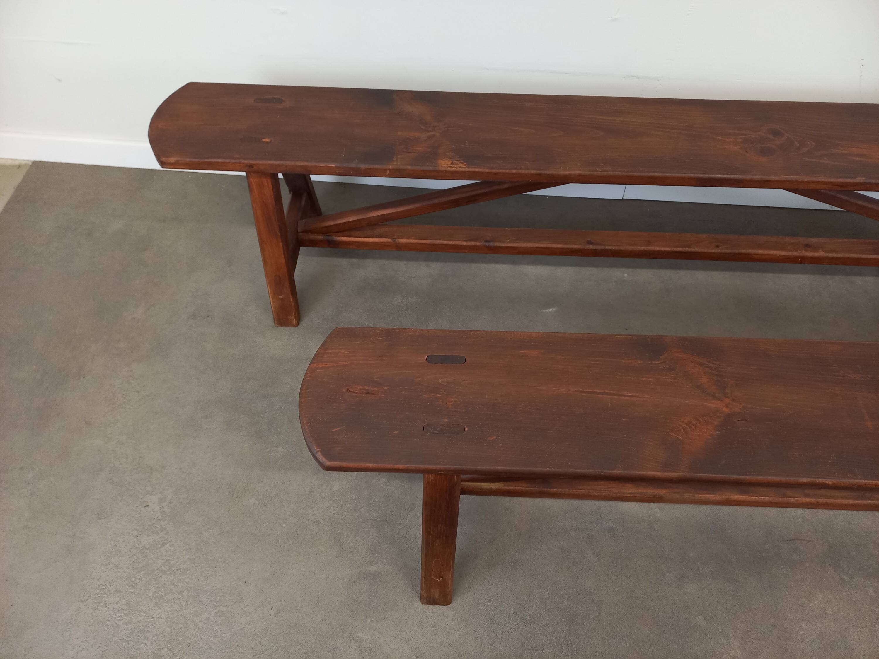 Pair of rustic benches 220 cm