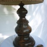 Vintage turned wood lamp 70s