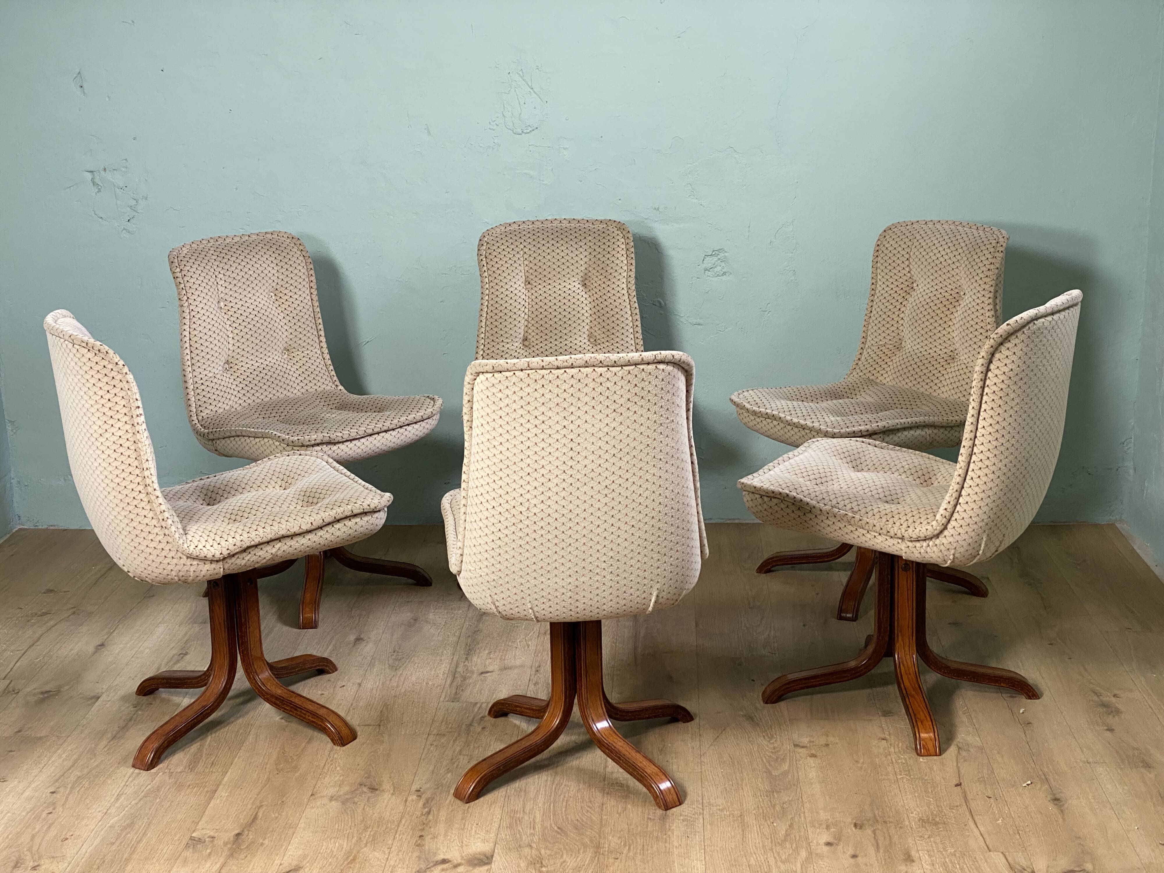 6 Swivel Bucket Chairs Scandinavian Design Vintage 60 70