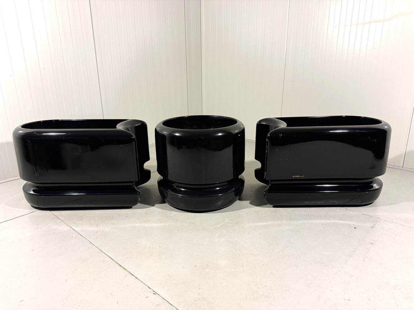 Luigi Colani set of 3 room dividing black planters 1970’s