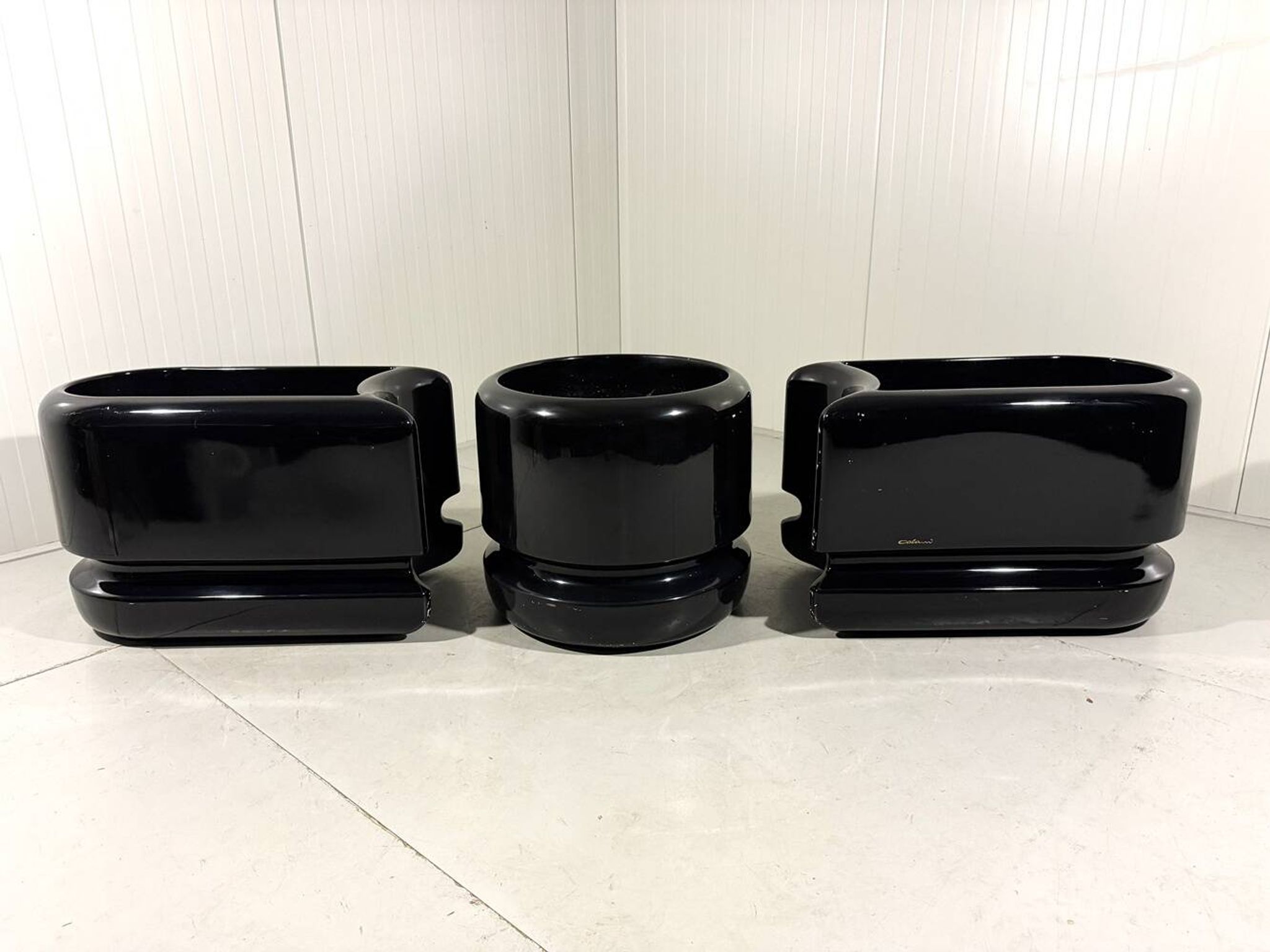 Luigi Colani set of 3 room dividing black planters 1970’s