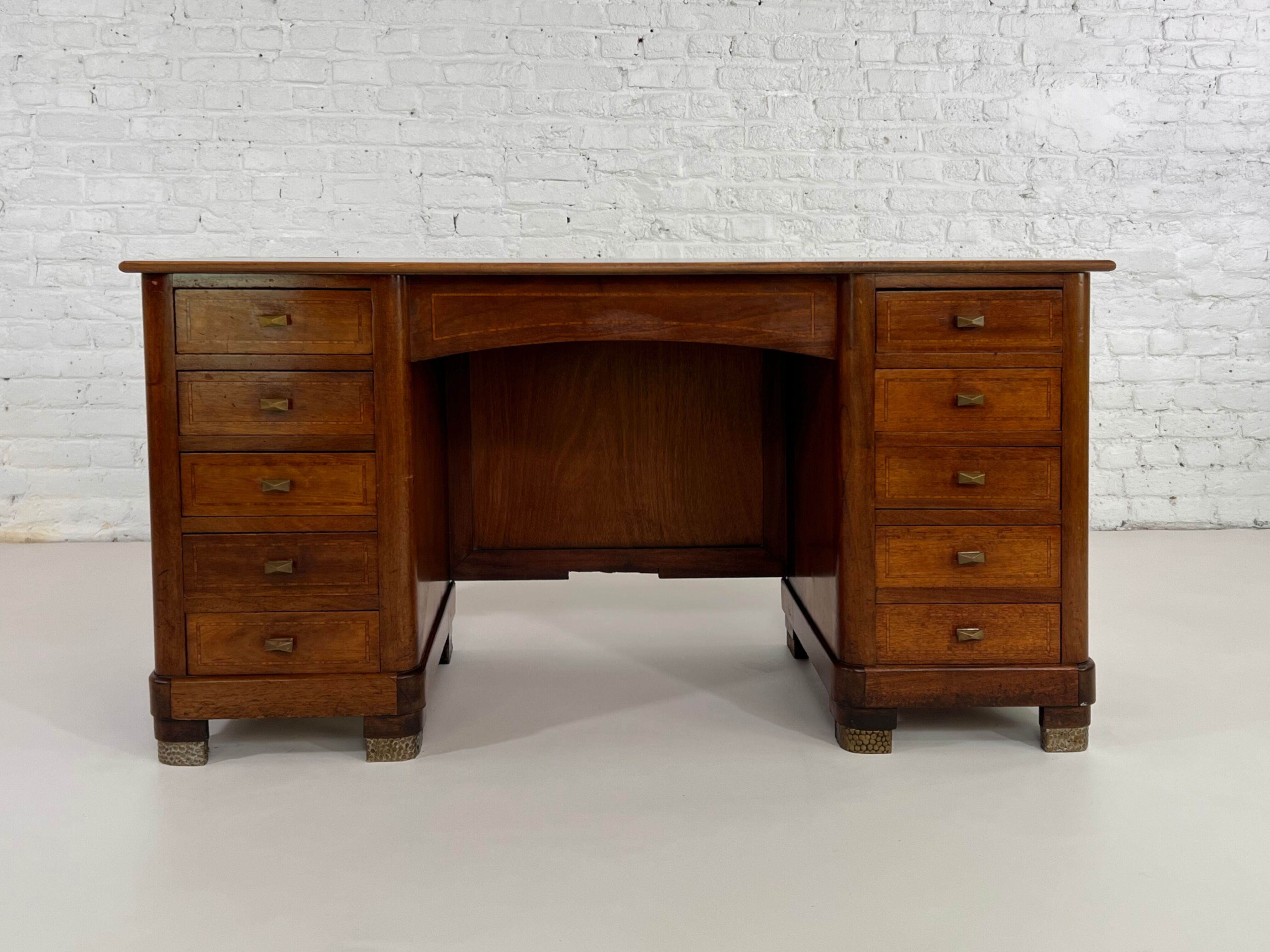 Old office 40s - 50s in wood, marquetry and brass
