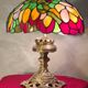 antique bronze lamp and stained glass shade