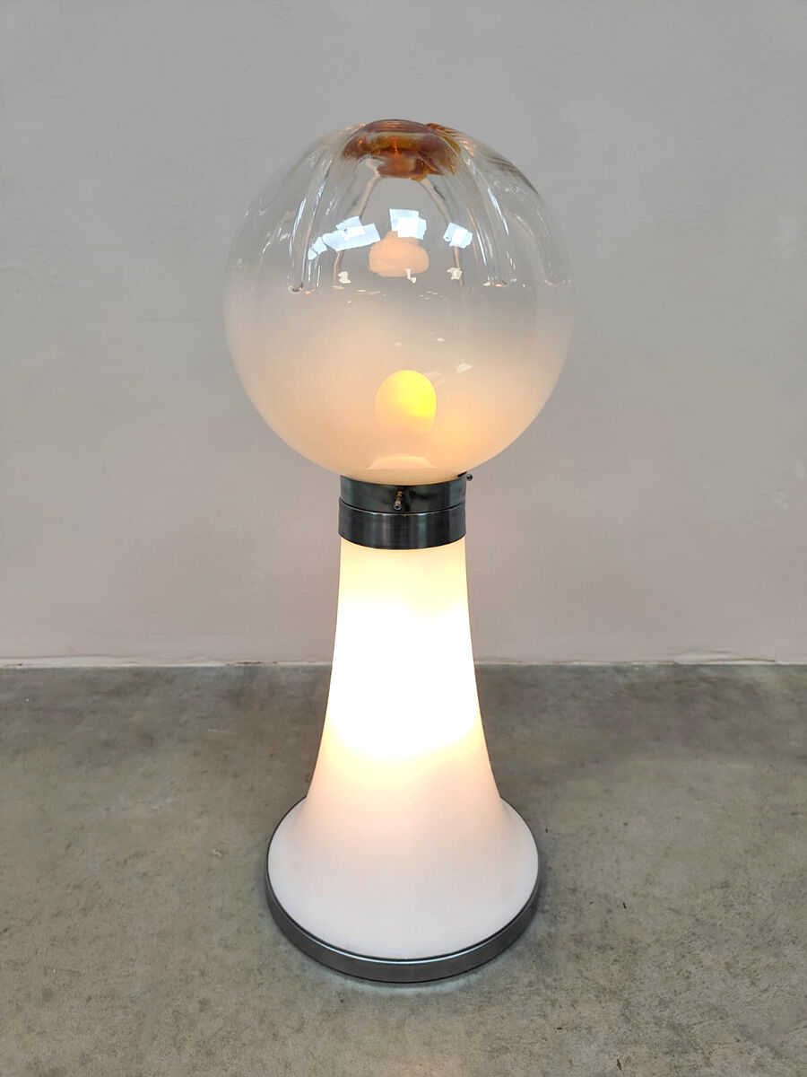 Vintage Italian design glass floor table lamp