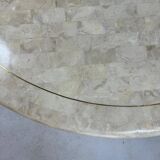 Midcentury Round tessellated stone and brass diningtable
