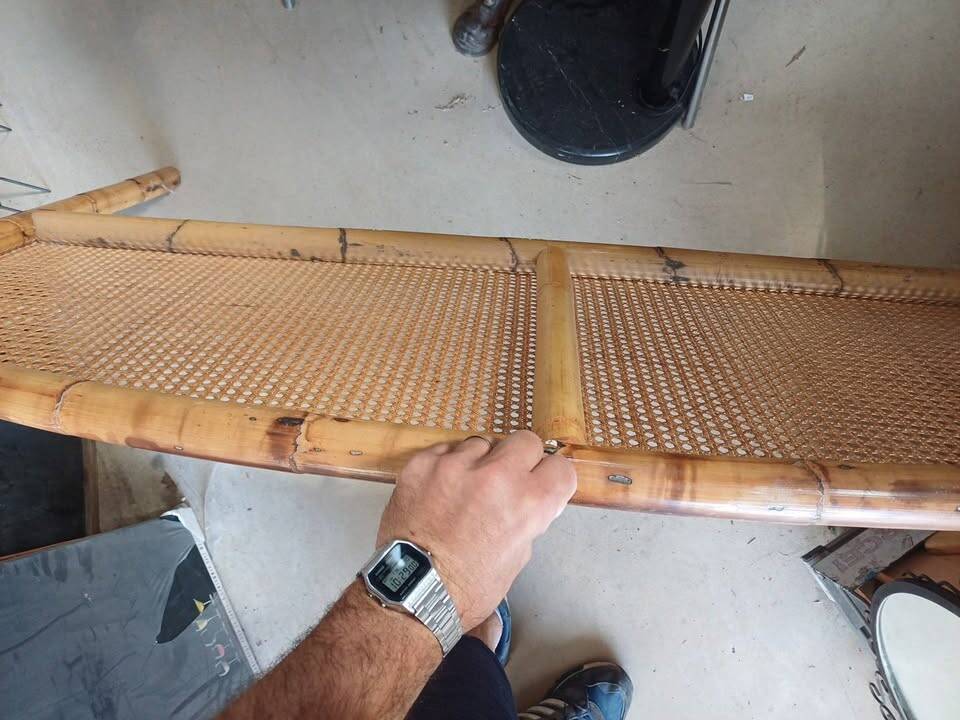 Vintage bamboo, rattan and cane headboard – 140 cm