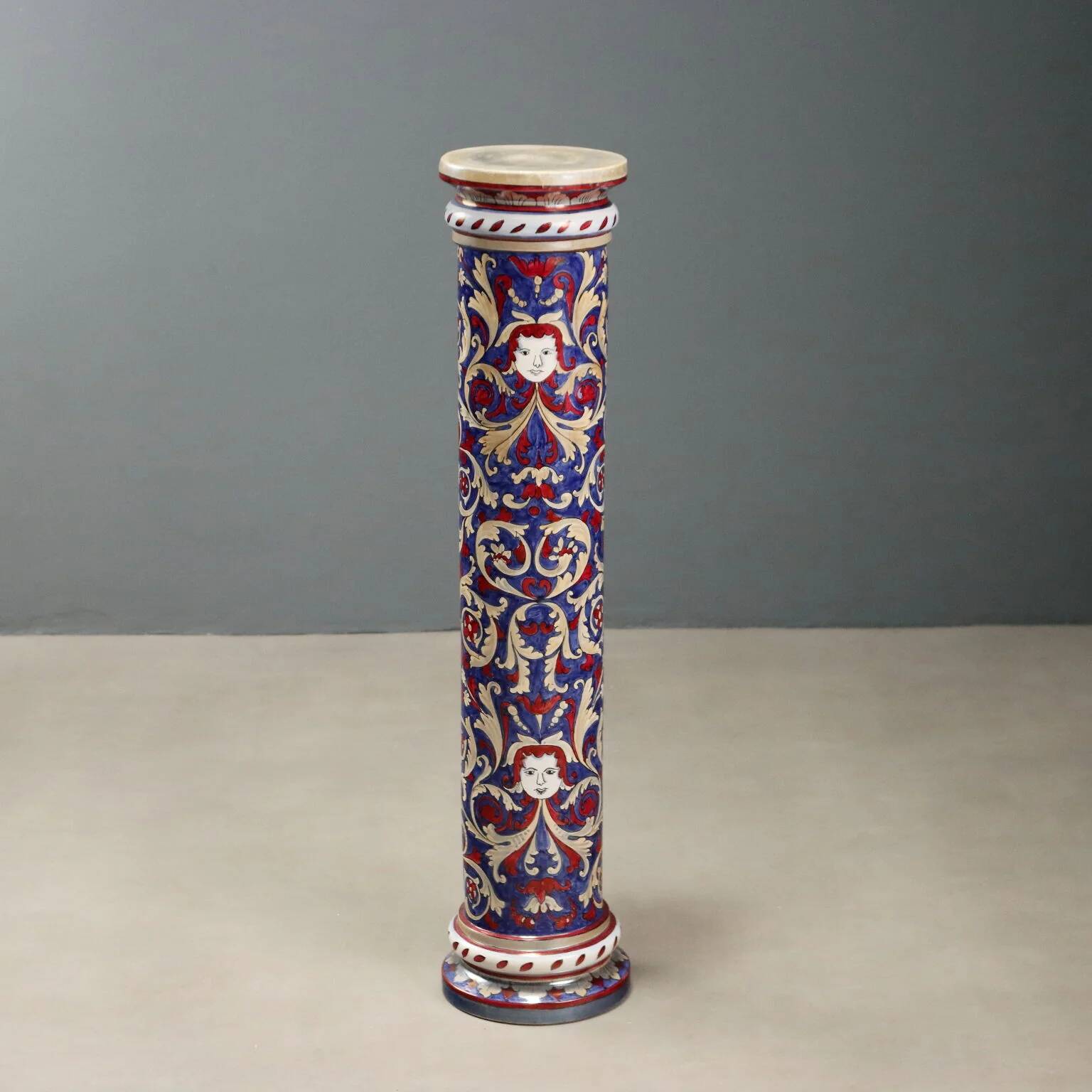 Old column in majolica I.C.A.P Gualdo Tadino 1930s-1940s