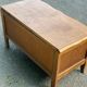 Vintage solid wood storage bench in light oak, Louis XV style, 77cm