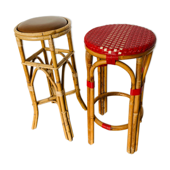 Pair of high rattan stools