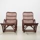 Pair of Bamboo and Rattan Chaise Lounges Germany 1950s