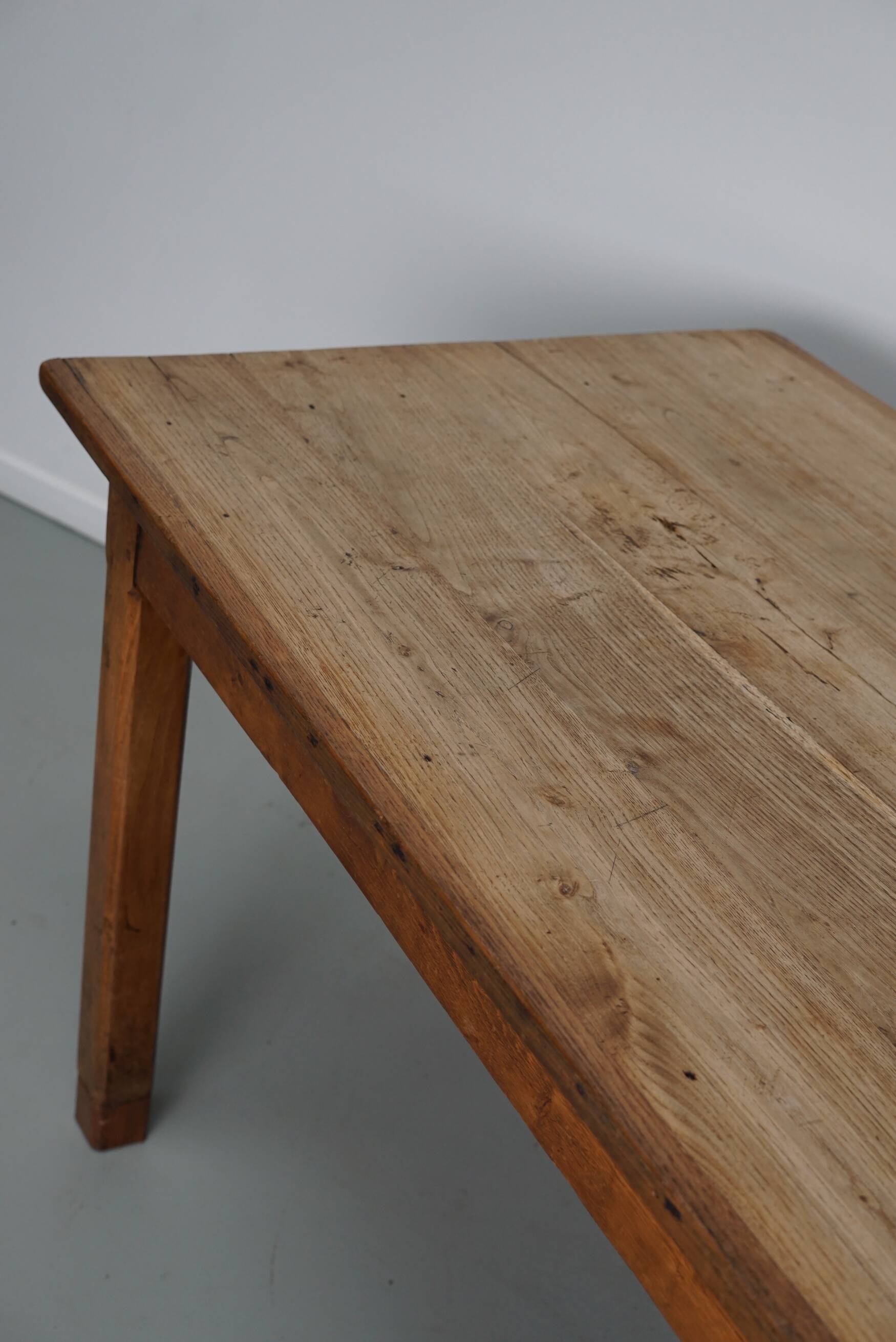 Antique Elm Early 20th Century French Rustic Farmhouse Dining Table