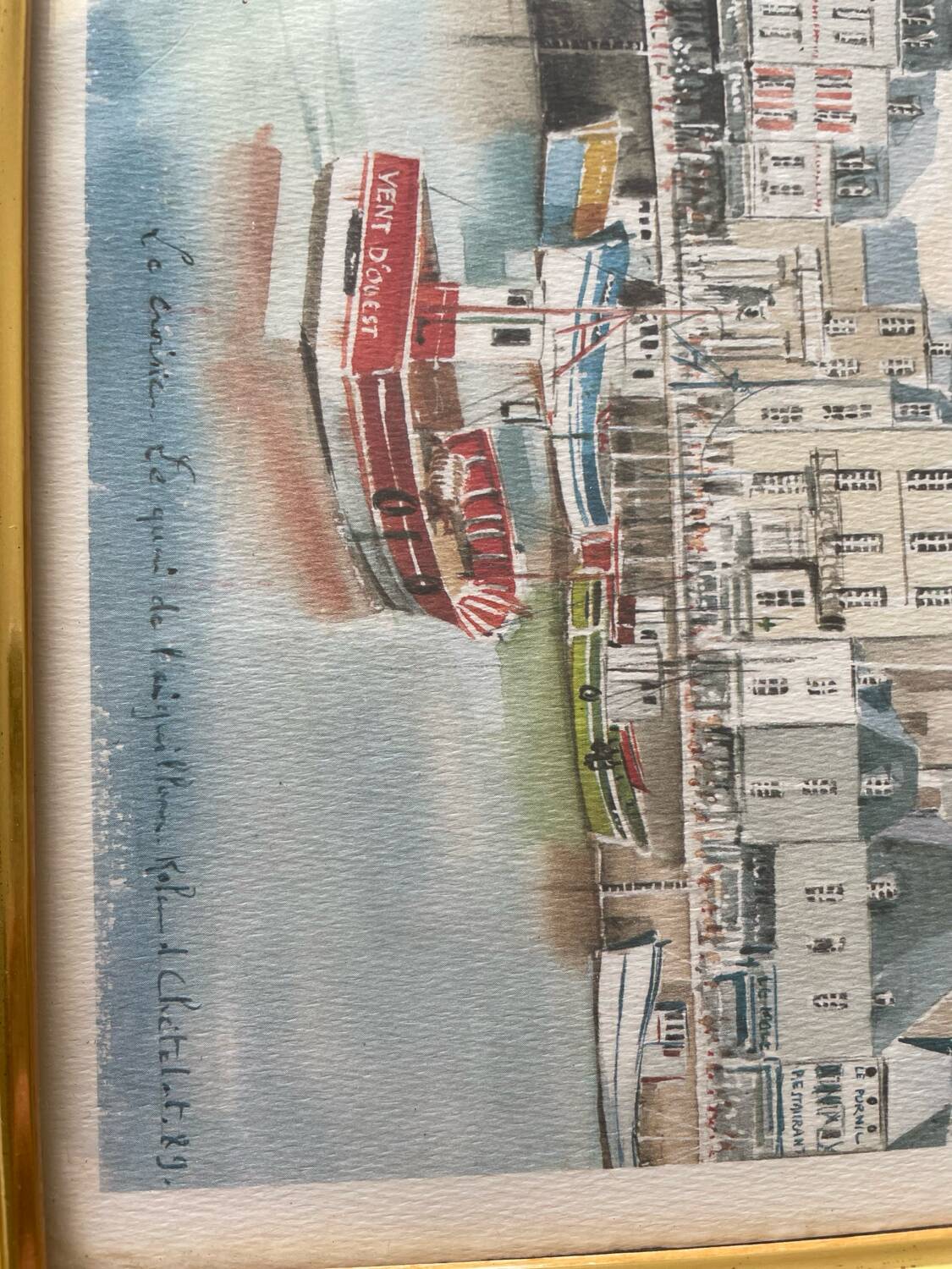 Painting Le Croisic the quay of the aiguille Roland Chetelat 89