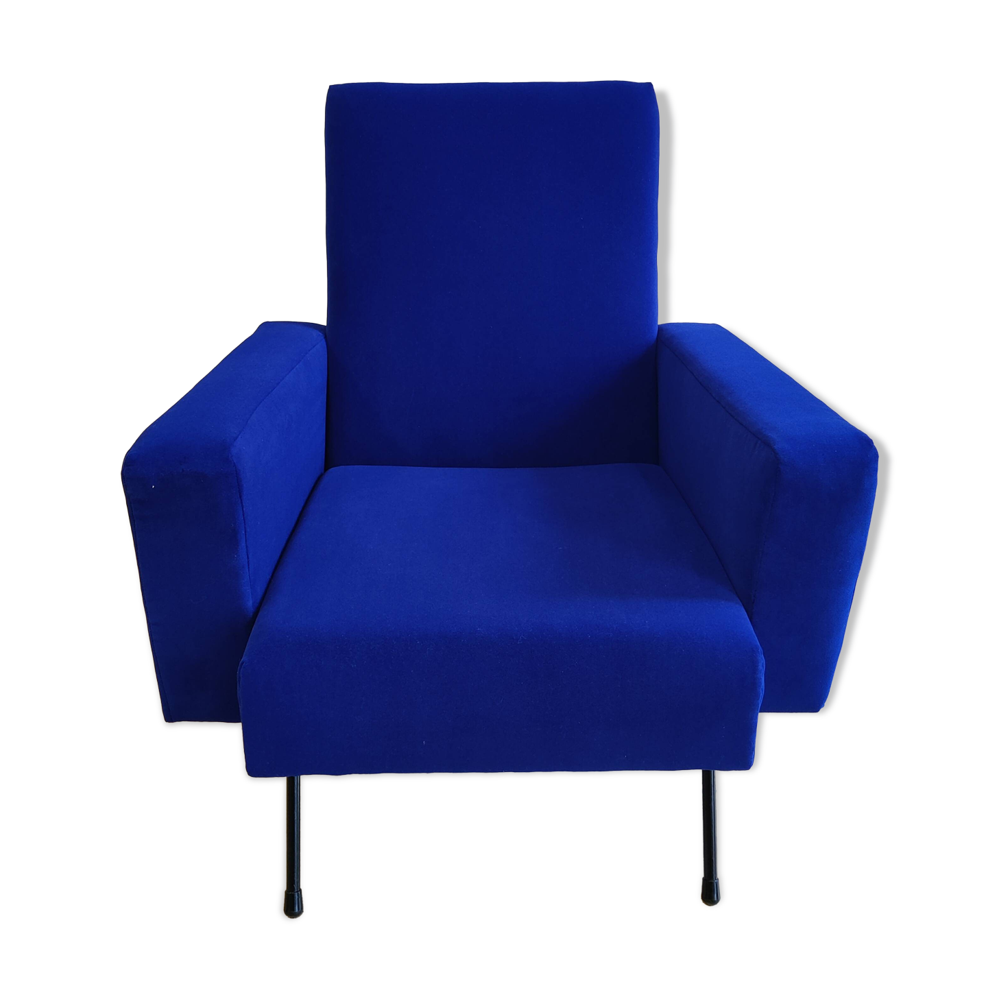 Vintage blue velvet armchair