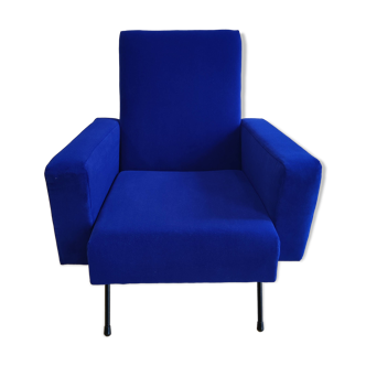 Vintage blue velvet armchair