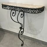 Wrought iron and marble console