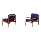 2 fauteuils lounge en teck par Arne Vodder pour Glostrup Mobelfabrik