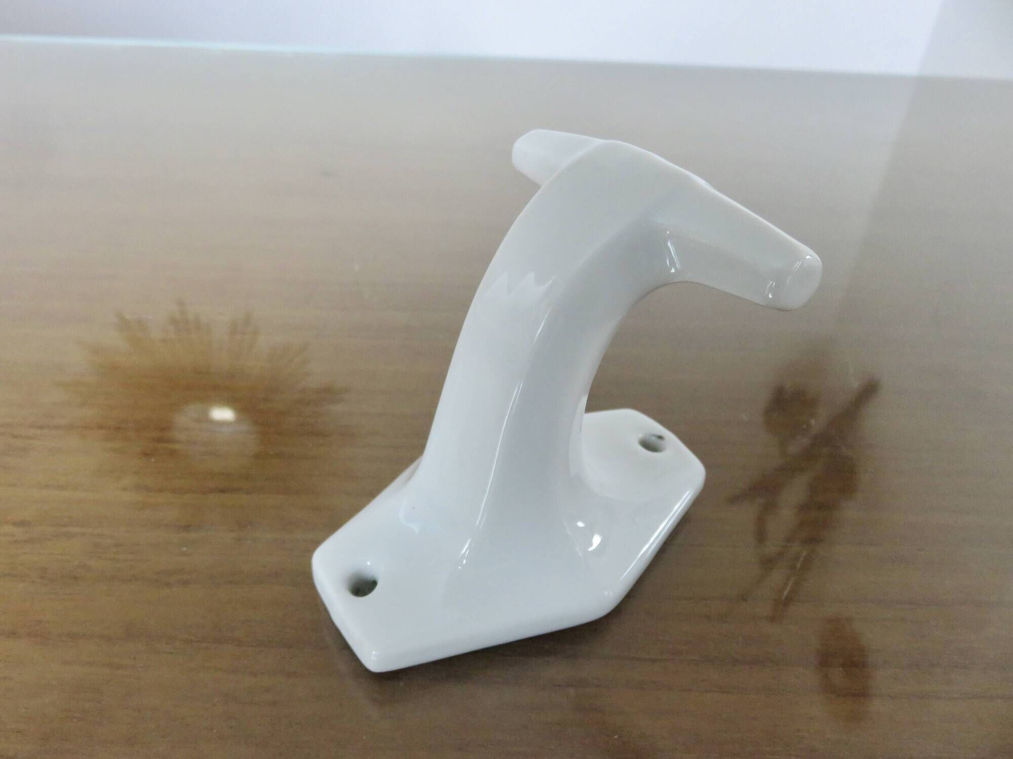 Art Deco white porcelain coat hook 1930s 40s
