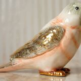 Polychrome & gold ceramic parakeet