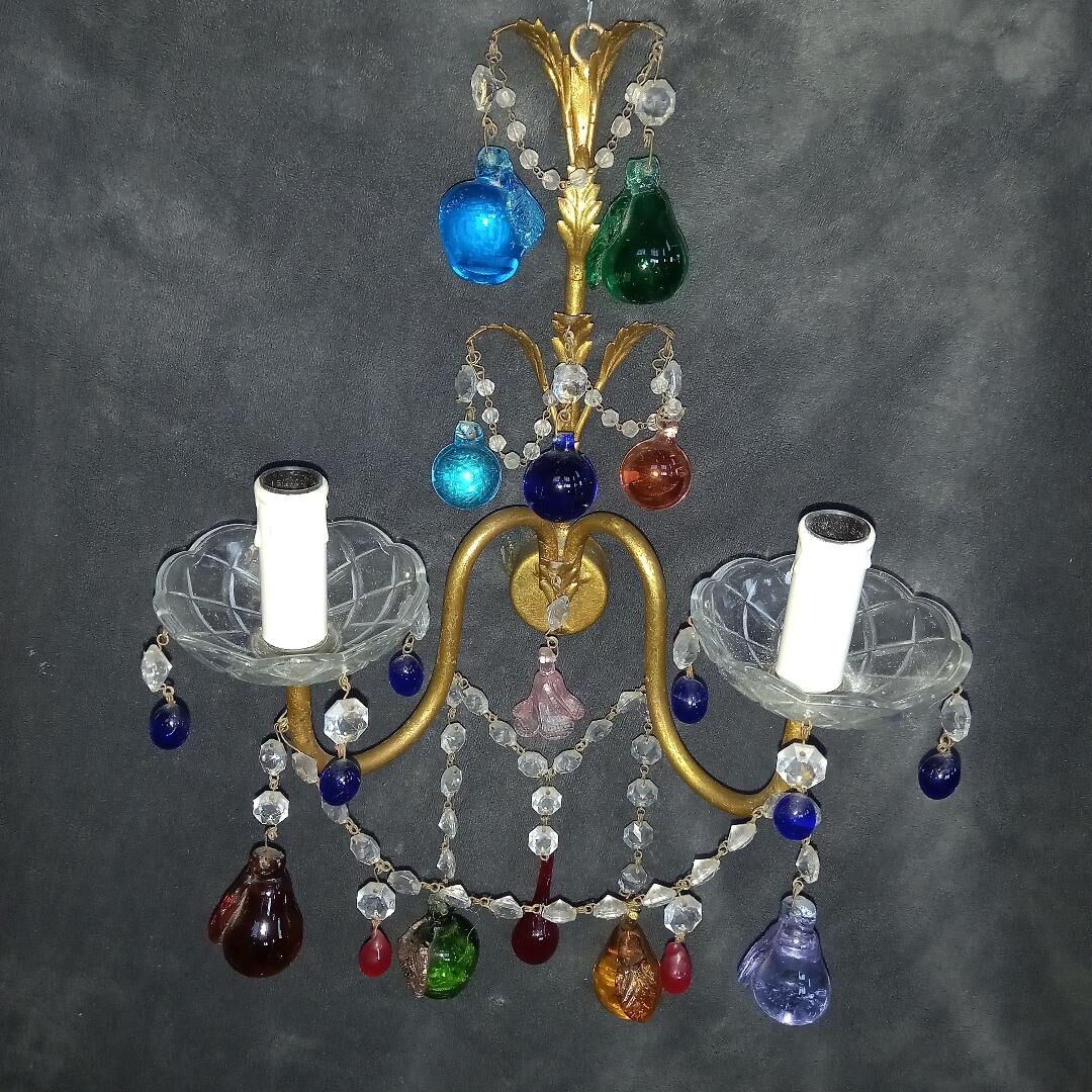 Set wall lamps of murano decor fruit cluster