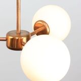 Mid-Century Modern Italian Chandelier in Copper and Opaline Glass, 1960s