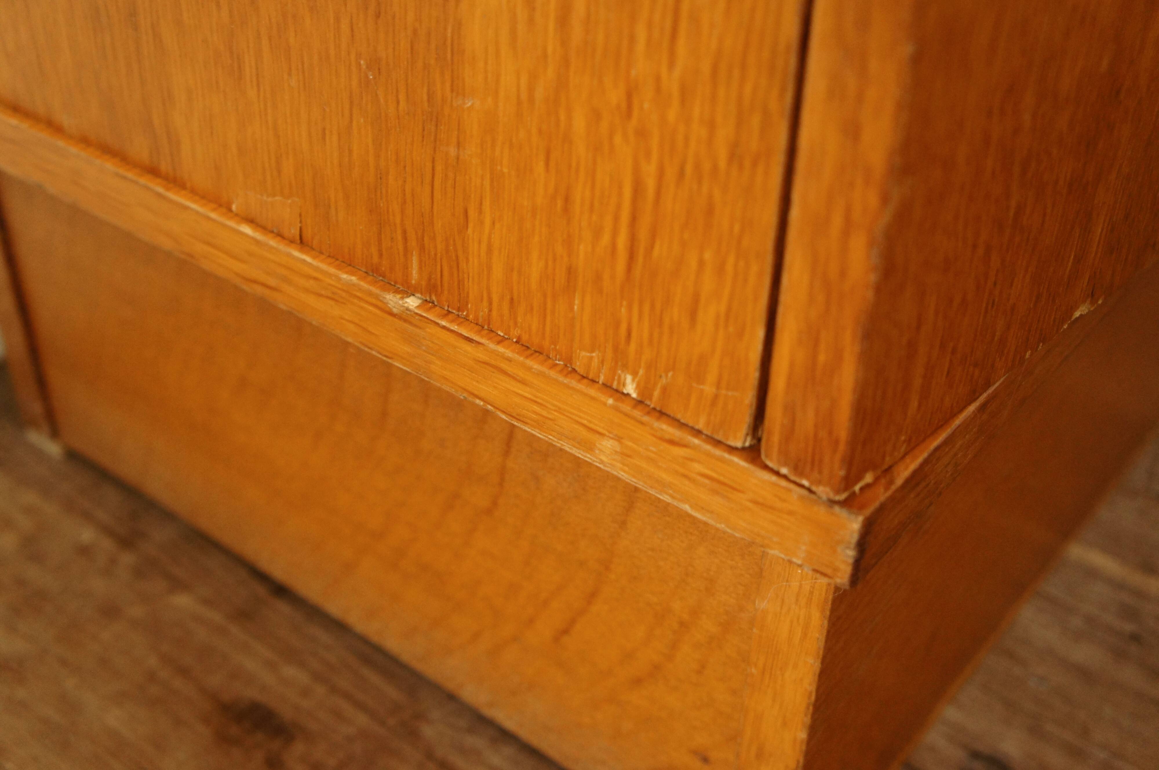 Modernist glass library in blond wood 1960