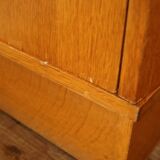 Modernist glass library in blond wood 1960