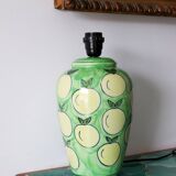 Green ceramic lamp with pop apples