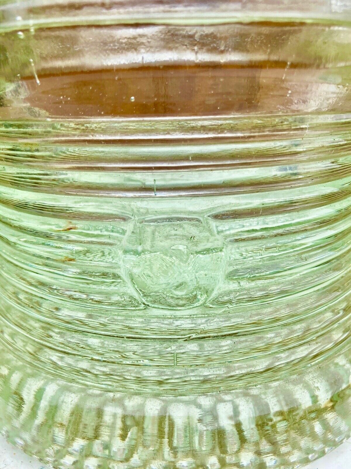 Vacuum pocket container art deco modernist glass, crystal stamp to decipher