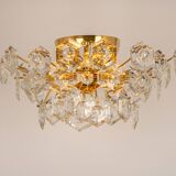 Ceiling light, brass and crystal glass by Kinkeldey, Germany, 1970s.