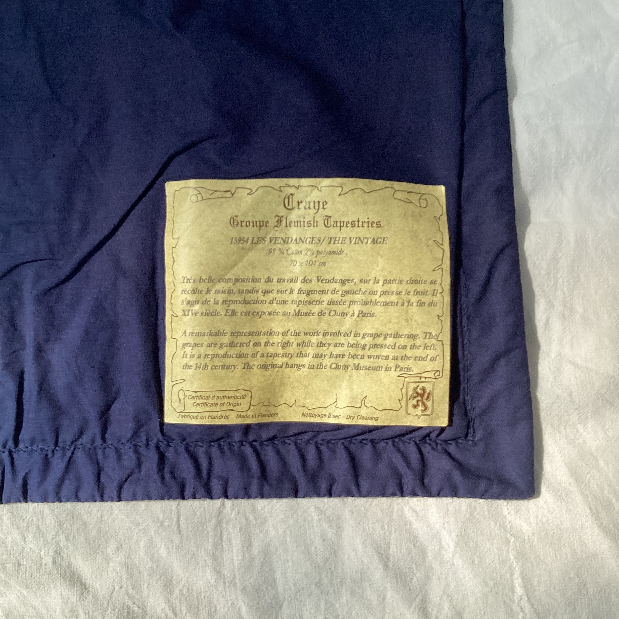 Vintage wall tapestry made in Flanders