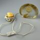 60s 70s table lamp Murano glass brass color inclusions space age design