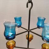 Hanging candlestick in cast iron and glass, Danish from the 1970s.