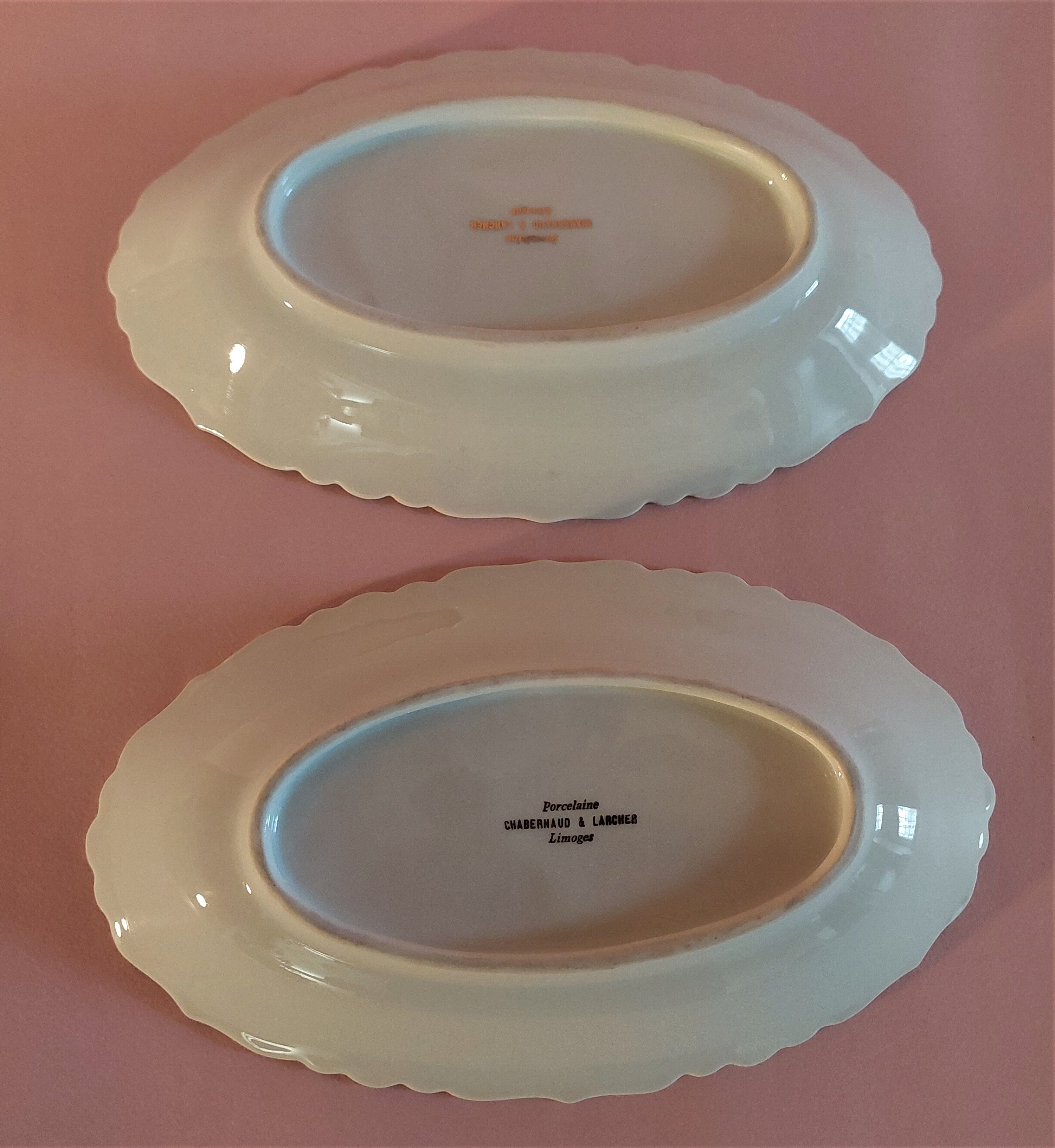 Dishes raviers lot of two porcelain of Limoges Charbernaud and Larcher