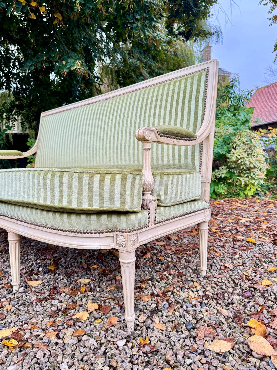 Louis XVI Period Lacquered Wood Bench, 18th Century