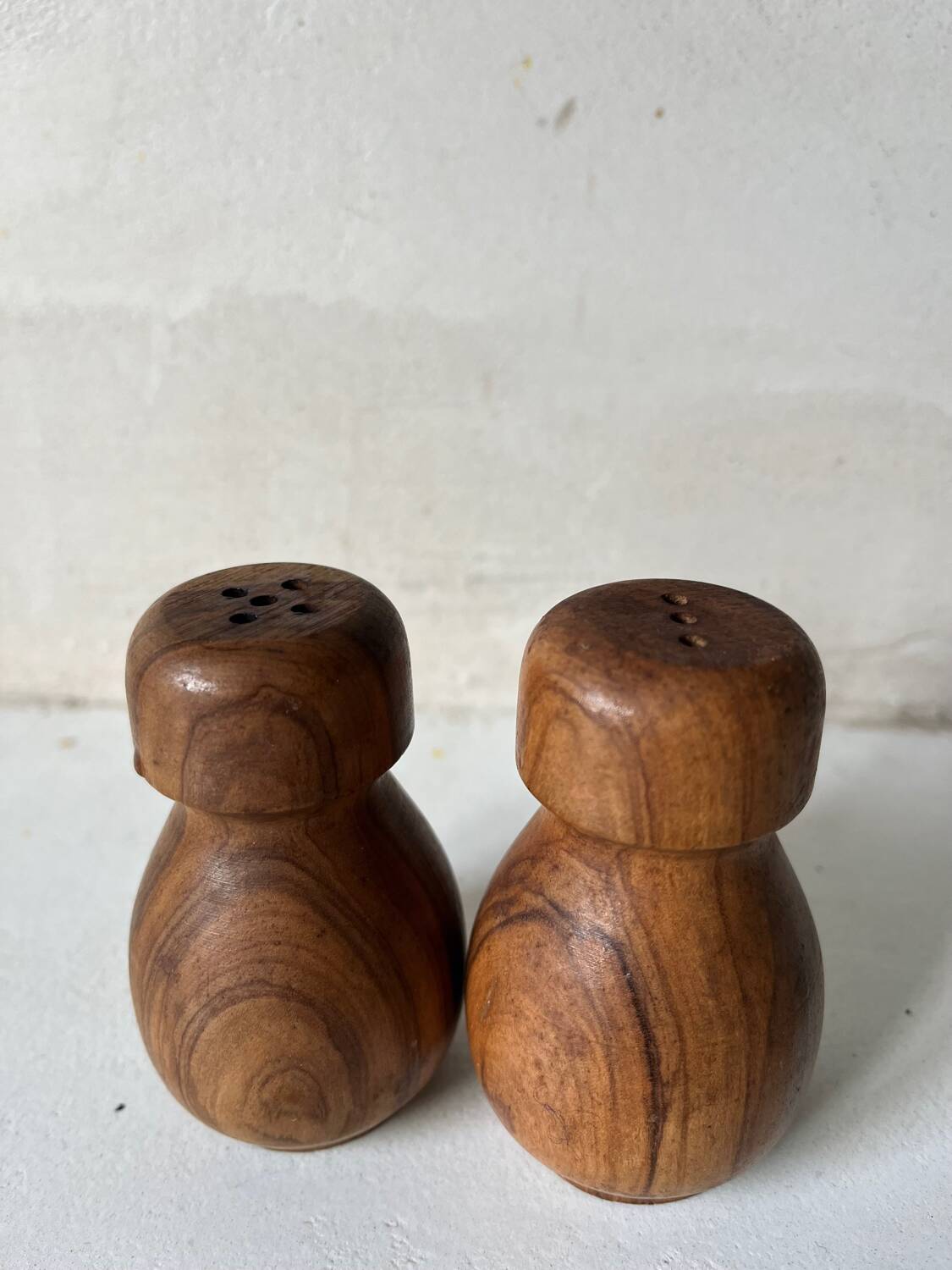 Vintage wooden salt and pepper shakers