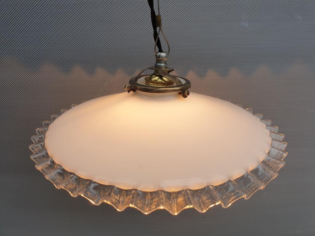 Art Deco ruffled opaline hanging