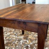 Table cuisine ou bureau, noyer/epoxy or, restaurée
