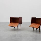 Pair vintage nightstands in wood veneer, Belgium 1950s