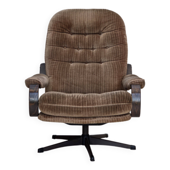 1970s, Danish swivel armchair, brown furniture corduroy.