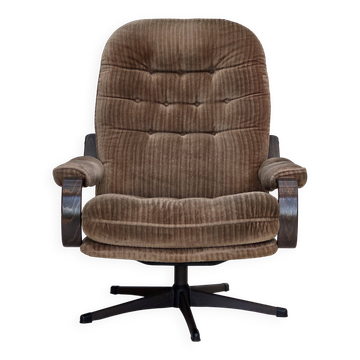 1970s, Danish swivel armchair, brown furniture corduroy.