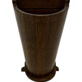 Vintage dark oak umbrella stand basket storage design 60s minimalist design