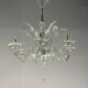 Venetian chandelier in colorless Murano glass with 6 light arms, circa 1930