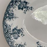 Plat ancien ovale bleu et blanc