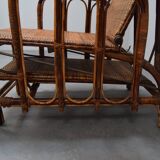 Rare Vintage Bauhaus Rattan & Bamboo Chair with Ottoman by Erich Dieckmann